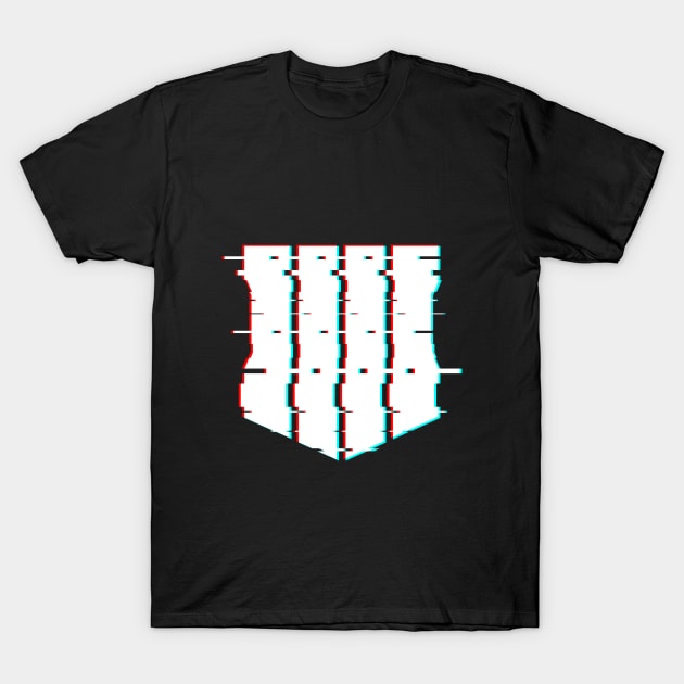 Black Ops 4 Logo Glitch Effect White T-Shirt by bardor2@gmail.com